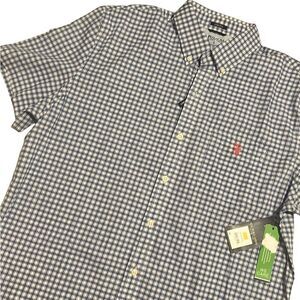 U.S. Polo Assn. White Raft Blue Checkered Short Sleeves Men's Shirt Size L NWT